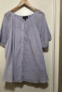 Lane Bryant Women’s Blouse Plus Size 26/28 Lavender Short Sleeve NWT - Picture 1 of 6