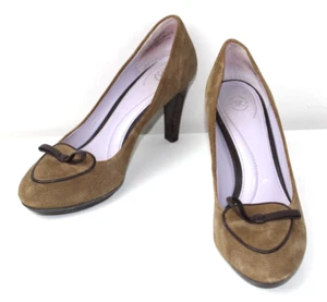 Johnston & Murphy  Brown Corduroy Bows 1950s Pumps Comfort Shoes Heels Size 9 M - Picture 1 of 14
