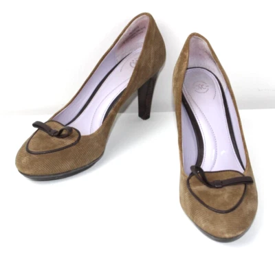 Zapatos cómodos de tacón Johnston & Murphy marrón pana lazos años 50 talla 9 M Foto 1 de 4