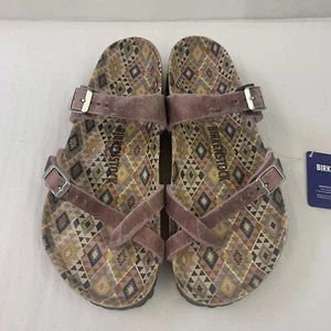 Birkenstock New w/ Box Mayari Lavender Blush Oiled Geometric Print Footbed Reg - Picture 1 of 5