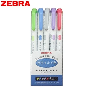 Zebra Mildliner Highlighter Twin Tip WKT7-5C-NC | 5 Cool Colour Marker Pen - Picture 1 of 1