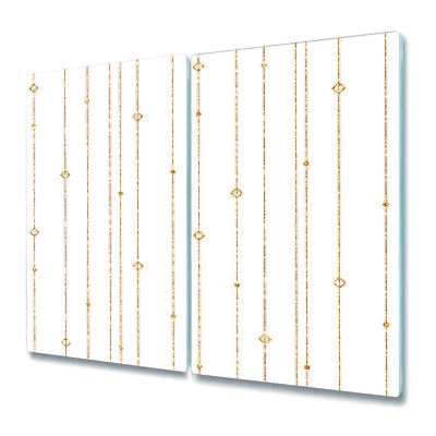 Tabla de cortar cocina encimera de vidrio rayas doradas lineal geométrica 2x30x52 Foto 1 de 4