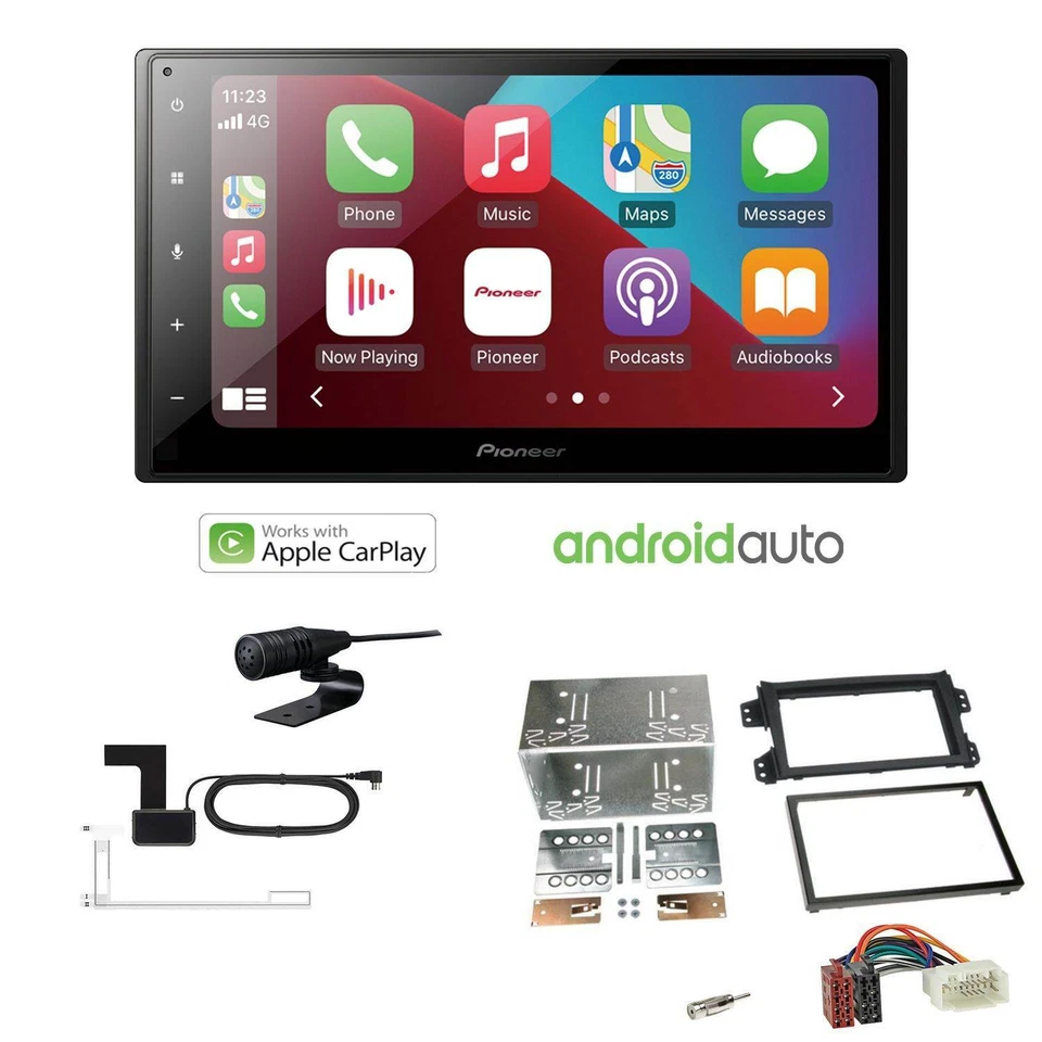 Pioneer Radio Android Auto Apple CarPlay DAB für Suzuki Splash 2008-2014 schwarz