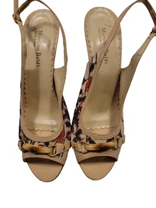Massimo Baldi Size 9.5B Womens Heels Floral Slingback Leather Sole Shoes - Picture 1 of 9