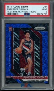 2018 Prizm Fast Break Anfernee Simons #61 Blue Prizm Rookie RC /175 PSA 9 - Bild 1 von 2