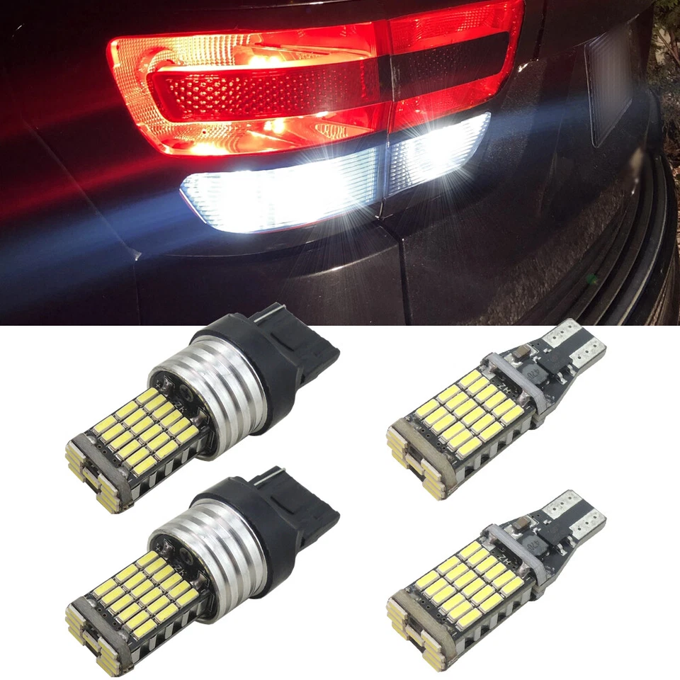 4 bombillas LED de reversa de respaldo blancas brillantes para Jeep Grand Cherokee 2011-2021 Foto 1 de 4