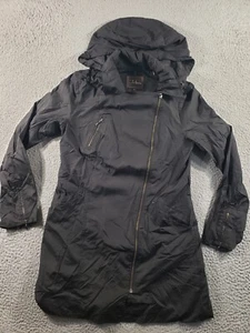 Cole Haan Jacket Womens Medium Black Asymmetrical Full Zip Hooded Stretch Casual - Picture 1 of 11