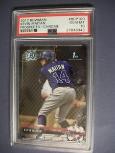 KEVIN MAITAN 2017 Bowman Chrome Prospects #100 PSA GEM MINT 10 Braves RC 1st