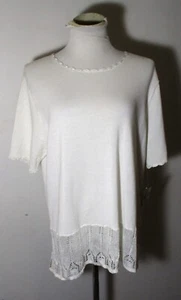 Women's TEDDI White Lace Cuff & Hem Top Size XL NWT - Picture 1 of 6