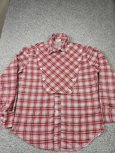 Vintage Shirt Mens Extra Large Red Plaid Handmade With Yolk Western Rodeo Cowboy - Picture 1 of 14