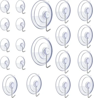 Ganchos para ventosa, ventosas de PVC transparente de 2,5 pulgadas con gancho de metal Foto 1 de 4