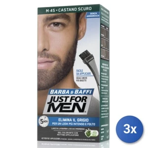 3x Just For Men Colorante Barba/Baffi Castano Scuro - Foto 1 di 3