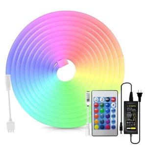 12V 16.4ft/5m RGB LED Neon Strip Light Waterproof IP65 Silicone Lamp for Room - Picture 1 of 20