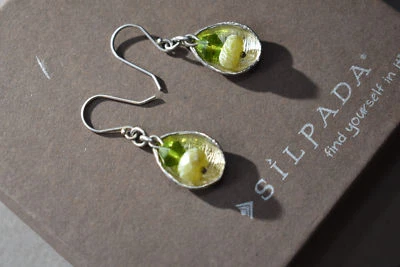 Pendientes Serpentina Verde Plata Esterlina Silpada W2142  Foto 1 de 4