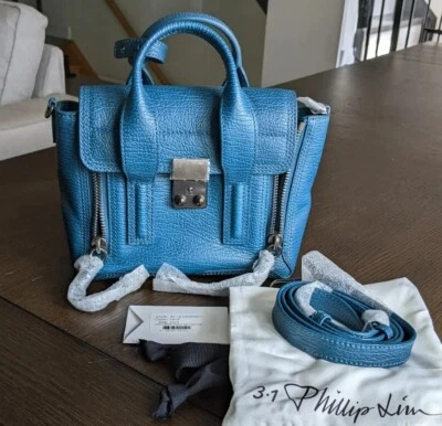 3.1 Phillip Lim Pashli мини сумка Nile синий кожаный сумка через плечо $960 новый с Ярлыками - Изображение 1 из 4