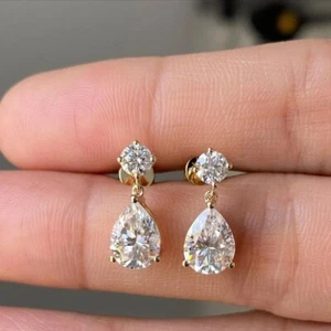 Certified 4.20 Ct Treated Off White Diamond Solitaire Stud Earrings, 925 Silver - Picture 1 of 7