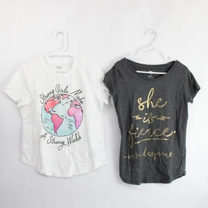 Lot of 2 Old Navy Girl Power T-Shirts Girls' Size M 8 - Picture 1 of 5