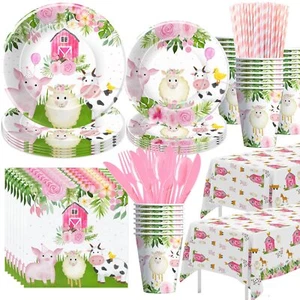 HIPVVILD Farm Birthday Party Supplies Tableware Farm Animal Birthday Baby Sho... - Picture 1 of 7