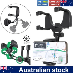 Phone Holder Rear View Mirror Mount 360°Rotation Car Truck Smartphone GPS-Cradle - Picture 1 of 9