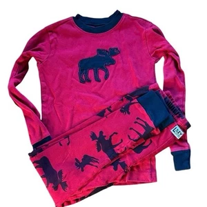 LazyOne Boys Red/Black Moose Long Sleeve/Pants Pajama Set - 8 - Picture 1 of 8