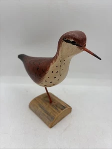Jim Slack geschnitzter Vogel gefleckt Sandpfeifer Folkart signiert bemalt Lockvogel Kunst - Bild 1 von 8