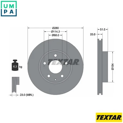 2x BRAKE DISC 92267503 FOR MAZDA CX-3/SUV AXELA P5Y4/P5Y5/P5Z3/P5Y1 1.5L 4cyl 3 - Image 1 of 4