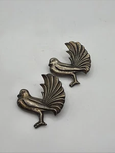 Vintage Hand Poured ArtistMade Stamped Sterling Silver Rooster Pin Brooch Mexico - Picture 1 of 8
