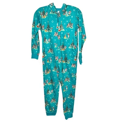 Disney Parks Mickey Mouse Navidad Invierno Pijama Salón Cremallera Unión Traje Talla 7/8 Foto 1 de 4