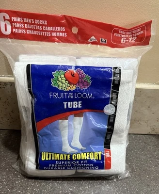 Fruit of the Loom трубка колена носки M1218W6 мужчин 6-12 хлопок носок шов белый новый - Изображение 1 из 4