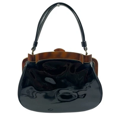 BOLSO DE COLECCIÓN AÑOS 50 60 CORONA LEWIS CHAROL NEGRO MARCO DE METAL CAREY GUC Foto 1 de 3