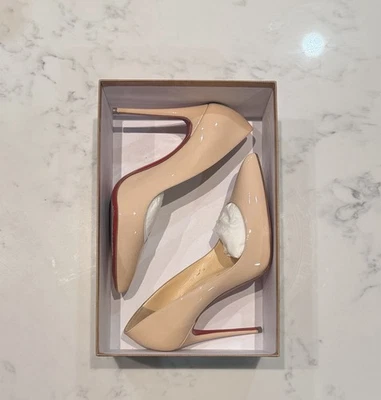 Christian Louboutin Pigalle Patent Leather Heels-Beige (Size 37.5/ US 7.5) - Image 1 of 4