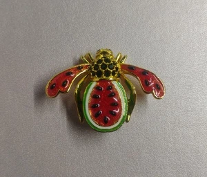 Joan Rivers Classics Collection Watermelon Bee Spring Insect Brooch Pin V 2506 - Picture 1 of 11