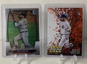 2023 Bowman Chrome & Topps Riley Greene 2 RC Lot #29 & 22GH-10 Detroit Tigers - Picture 1 of 2