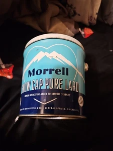 berretto da neve vintage Morrell Pure Lard vuoto latta 4 libbre con manico, P17 - Foto 1 di 8