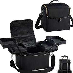 Large Travel Makeup Train Case, Big Makeup Bag Organizer Makeup Box,4 Tier Pr... - Picture 1 of 9