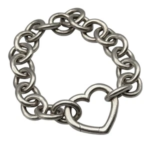 Tiffany & Co. Sterling Silver .925 Large Open Heart Clasp Bracelet 7.9” - Picture 1 of 6