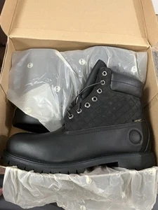 VTG 90s Timberland Goretex 34068 Mens 12 Work Boots Suede Leather Black NIB Rare - Imagen 1 de 13