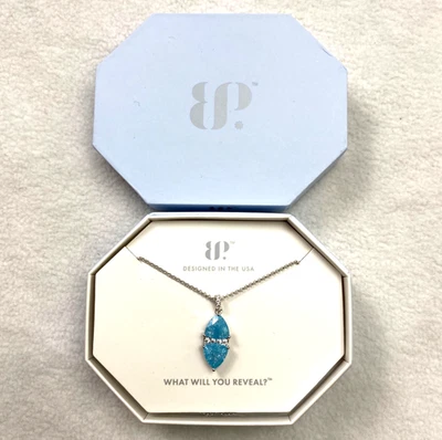 BP Bomb Party Aquamarine Ice Crystal Rhodium Plated RBP8961 Necklace NWT $120 - Image 1 of 4