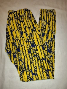 LuLaRoe Leggings One Size NWOT Yellow Blue 1980's Rock N Roll NEW OS - Picture 1 of 3