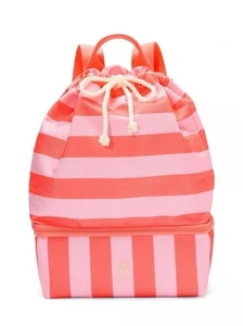 Victoria's Secret Pink & Coral Stripe ULTIMATE BEACH BAG backpack Cooler NWT - Picture 1 of 3