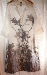Chaqueta Chico's Travelers Dove Gris Blanco Transparente Midi Jacquard Talla 0/SM - Imagen 1 de 13