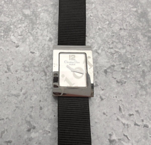 Christian Dior Watch Authentic Wristwatch Black Silver Malice 19mm Logo Monogram