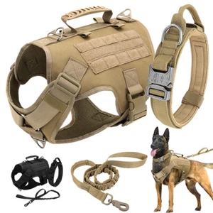 Tactical Dog Harness & Collar & Leash Set Military Training Vest with Handle S-L - Picture 1 of 20