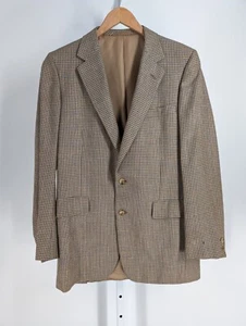 Vtg 60s Chester Barrie England for Harrods Yellow Blue Houndstoothe Plaid Blazer - Picture 1 of 6