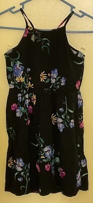 Old Navy Girls Black Flowered Sleeveless Dress Size 8 - Image 1 of 4