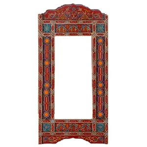 Red Leaning Full length mirror frame, 61" x 24" Moroccan hand painted Bathroom  - Picture 1 of 7