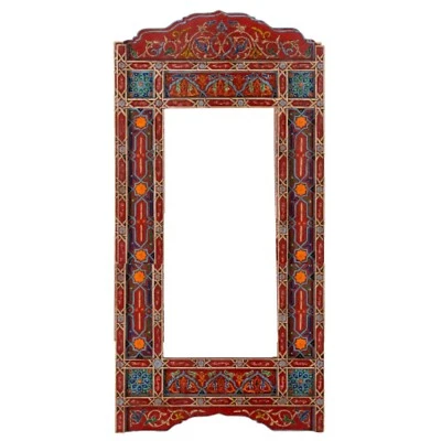 Red Leaning Full length mirror frame, 61" x 24" Moroccan hand painted Bathroom  - Photo 1/4