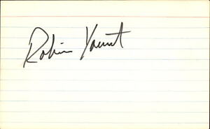 Robin Yount Signed 3x5 Index Card Cut HOF Milwaukee Brewers Autograph