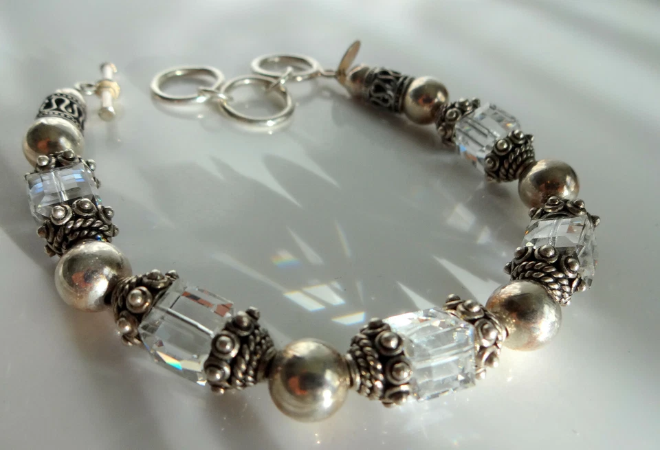 Silpada серебро граненые кристаллы ссылка браслет розничной $299 РЕДКАЯ - Изображение 1 из 4