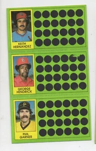1981 Topps Baseball Scratch Off Keith Hernandez George Hendrick Phil Garner - Picture 1 of 2